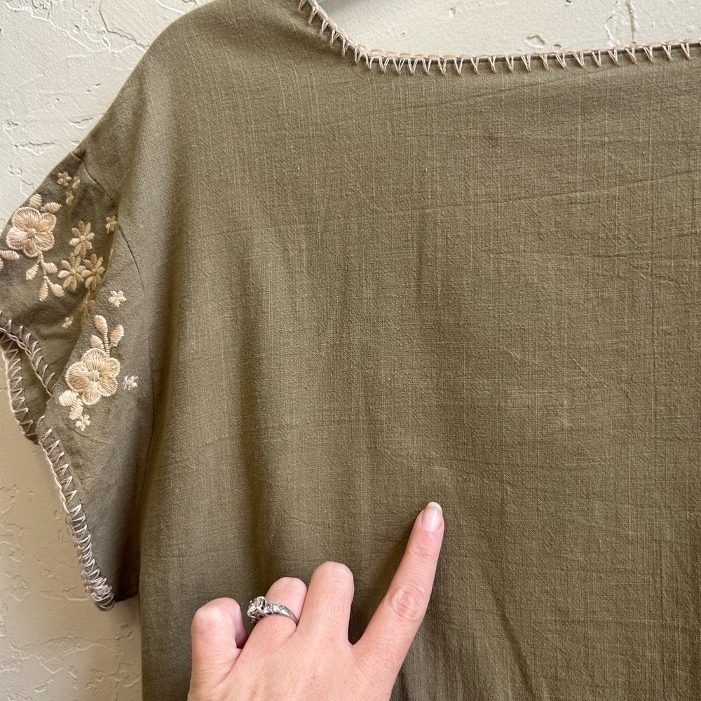 Savanna Jane nwt babydoll shirred waist boho embroidered top LG Peasant feminine - Picture 7 of 9